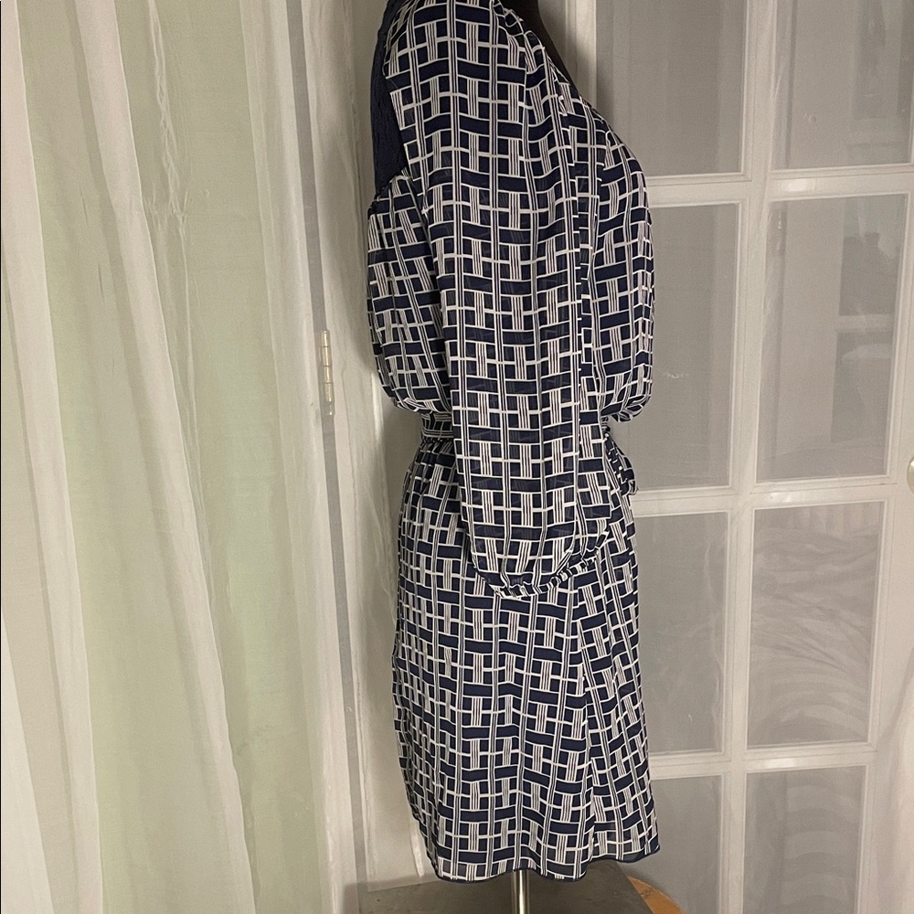 Chic Navy and White Patterned Dress by Speechless